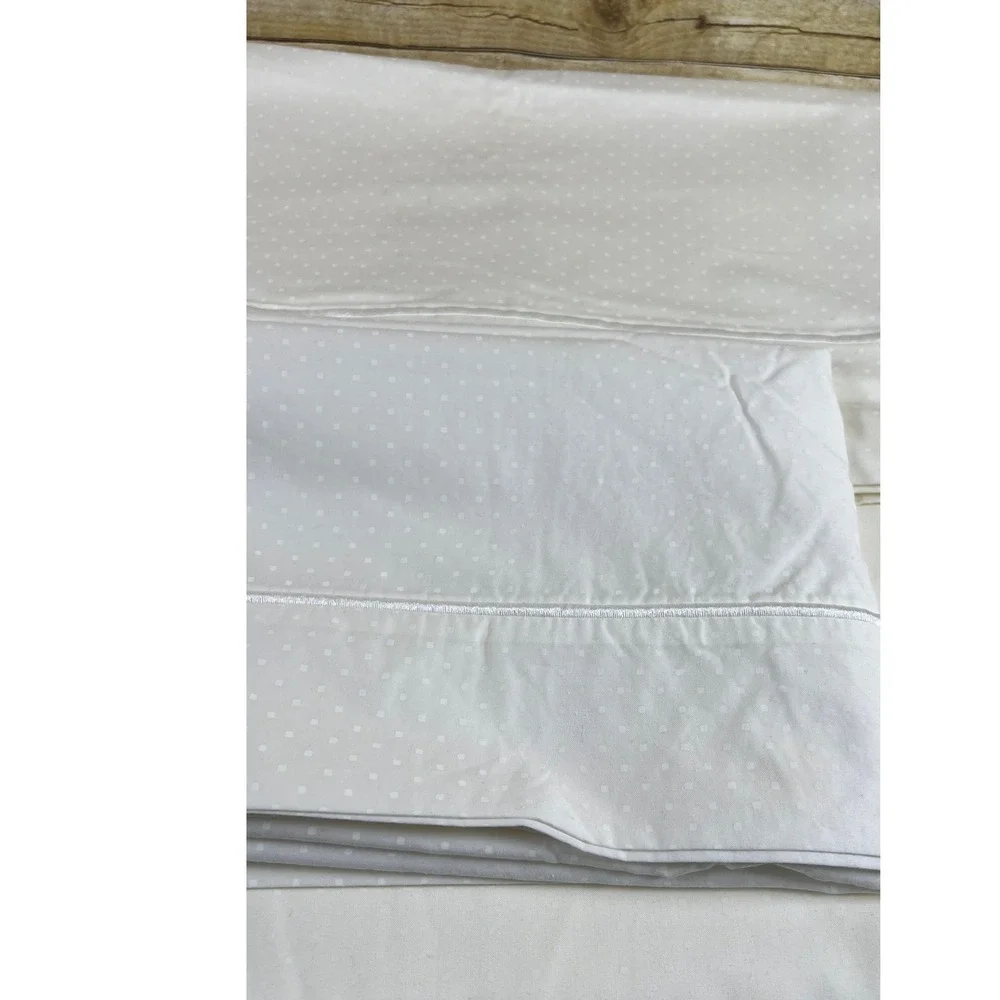 Charisma by Fieldcrest Supima Cotton Twin Sheet Ivory Swiss Dot 2pc Vintage